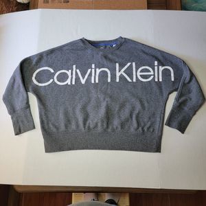 Calvin Klein Performance Crew Neck Crop Sweater LS Dark Grey - Size Large